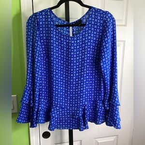 Worthington Blue Ruffled Blouse, size M